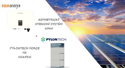 Asymetrický hybridní systém Sunways 10kw + Pylontech FORCE H2 10,65kw